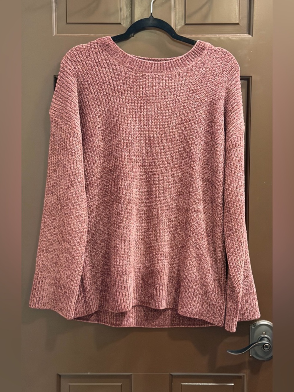 Cozy Chenille Crewneck Sweater in Dusty Rose